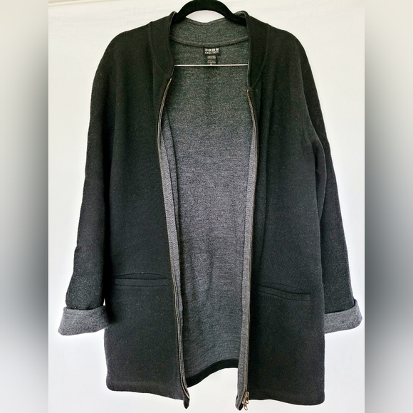 Nomadic Traders Women's 98%Wool Jacket Cardigan Zip Black Stand Collar XL - Picture 2 of 16